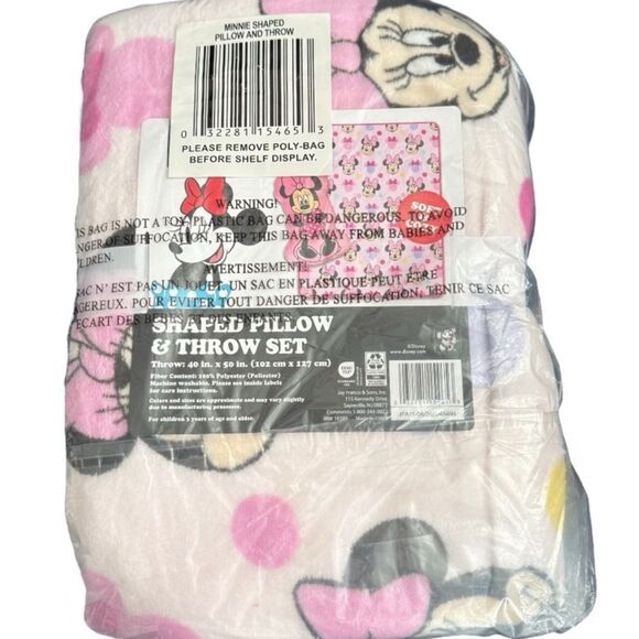Disney Minnie Mouse Shaped Pillow & Throw Set Pink 2 Piece Set - Picture 2 of 5